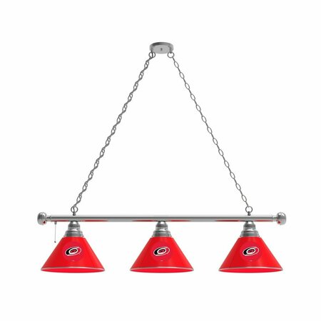 HOLLAND BAR STOOL CO Carolina Hurricanes 3 Shade Billiard Light, Chrome Fixture BL3CHCarHur